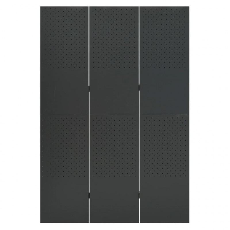 Parawan 3-panelowy, antracytowy, 120 x 180 cm, stalowy