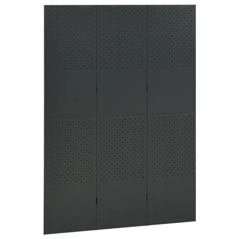 Parawan 3-panelowy, antracytowy, 120 x 180 cm, stalowy