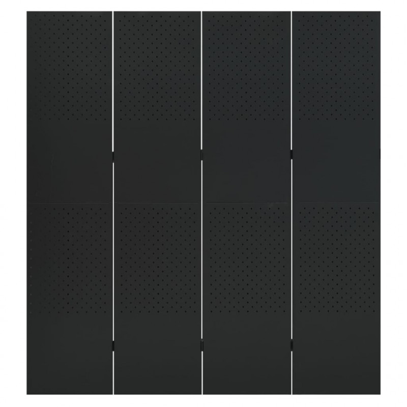 Parawan 4-panelowy, czarny, 160 x 180 cm, stalowy