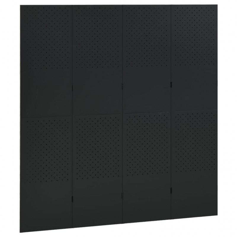 Parawan 4-panelowy, czarny, 160 x 180 cm, stalowy