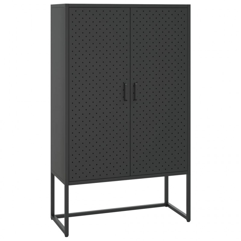 Szafka, czarna, 80x35x135 cm, stal