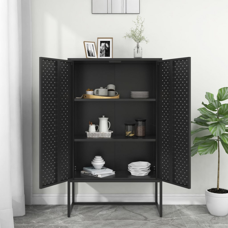 Szafka, czarna, 80x35x135 cm, stal