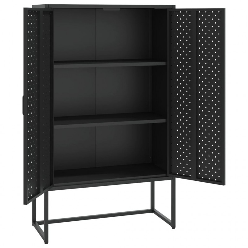 Szafka, czarna, 80x35x135 cm, stal