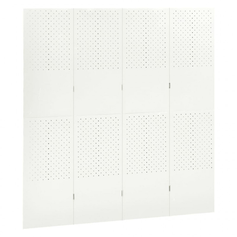 Parawan 4-panelowy, biały, 160 x 180 cm, stalowy