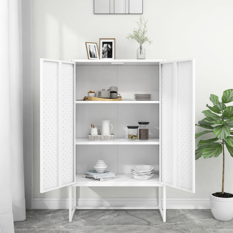 Szafka, biała, 80x35x135 cm, stal