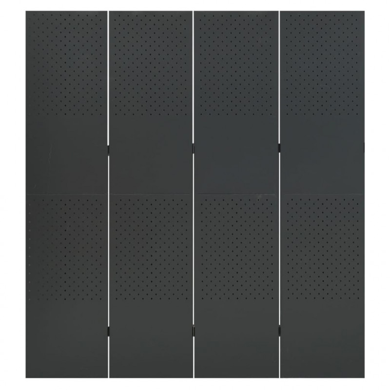 Parawan 4-panelowy, antracytowy, 160 x 180 cm, stalowy