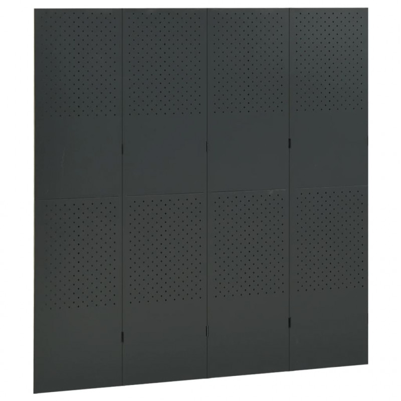 Parawan 4-panelowy, antracytowy, 160 x 180 cm, stalowy