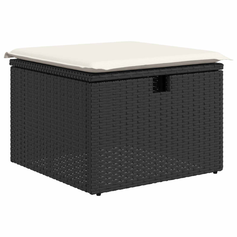 Zestaw Sof z poduszką 8 pcs Czarny i kremowy polirattan