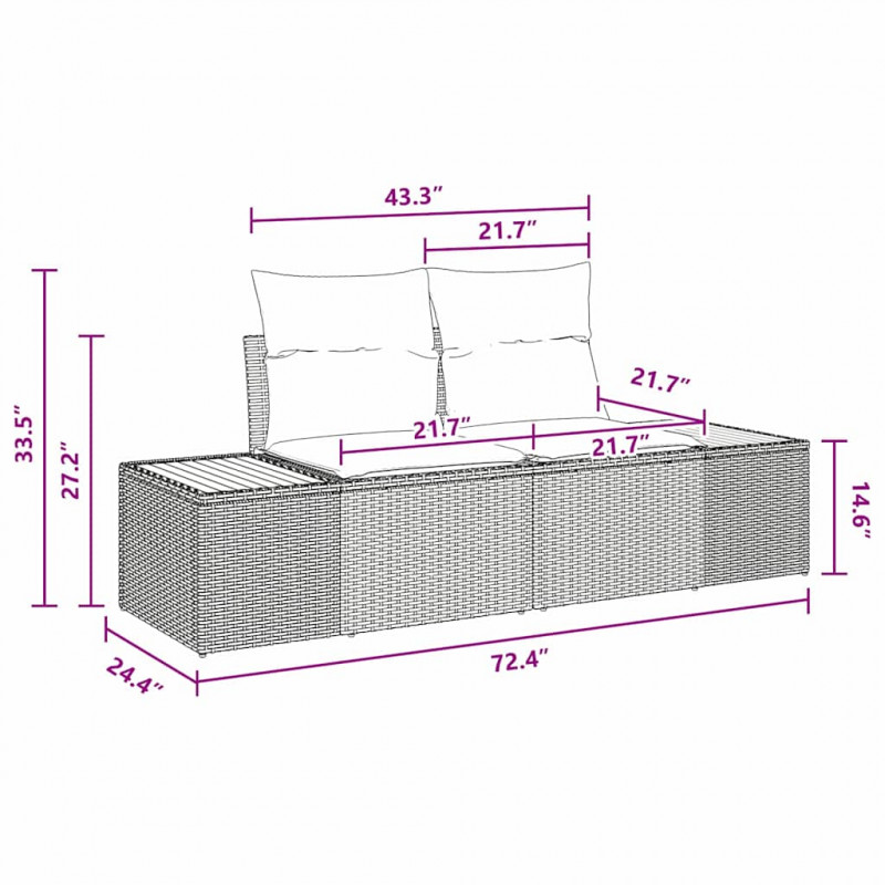 Zestaw Sof na Ogród z przechowywaniem 5 pcs Szary Polirattan