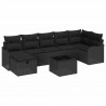 Zestaw Sof z poduszką z przechowywaniem 8 pcs Czarny polirattan