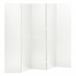 Parawan 5-panelowy, biały, 200 x 180 cm, stalowy