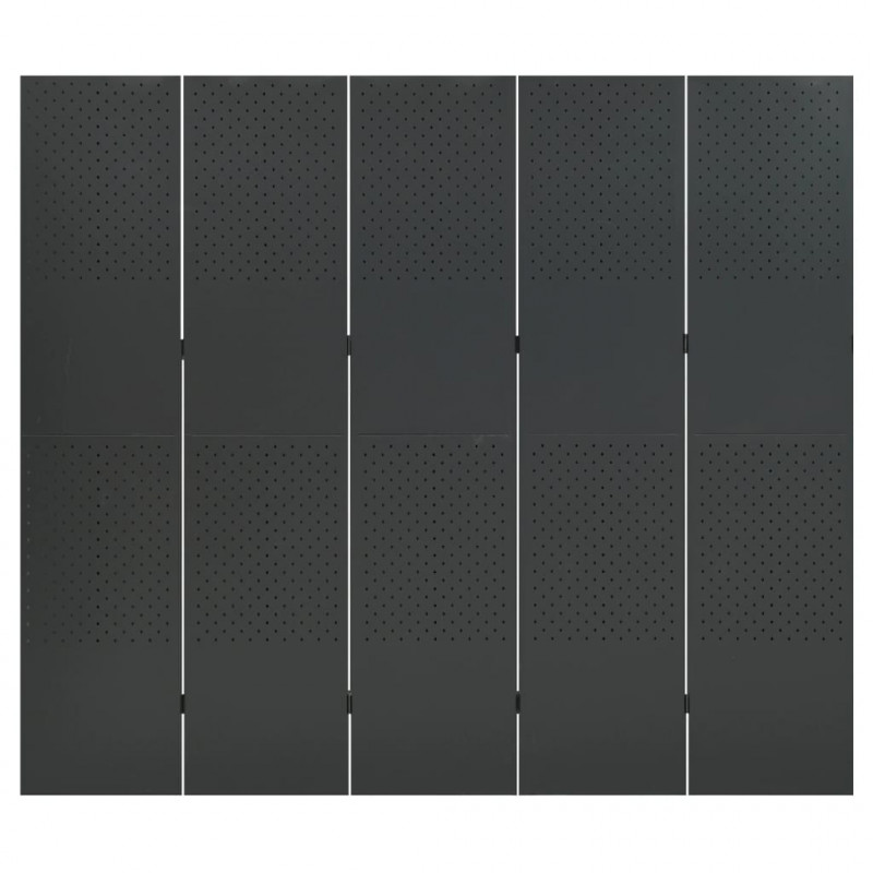 Parawan 5-panelowy, antracytowy, 200 x 180 cm, stalowy