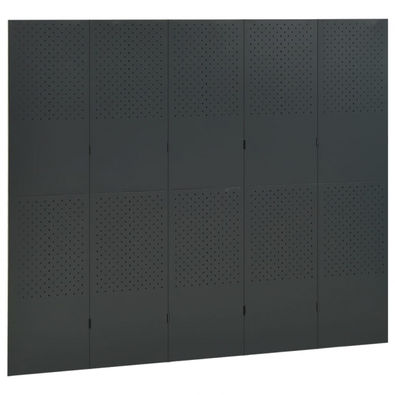 Parawan 5-panelowy, antracytowy, 200 x 180 cm, stalowy