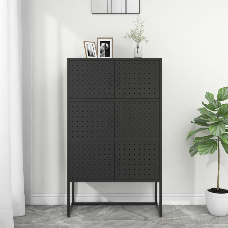 Szafka, czarna, 80x35x135 cm, stal