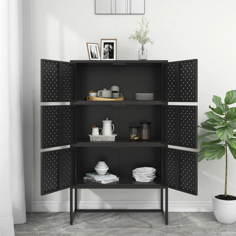 Szafka, czarna, 80x35x135 cm, stal