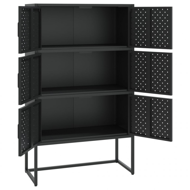 Szafka, czarna, 80x35x135 cm, stal