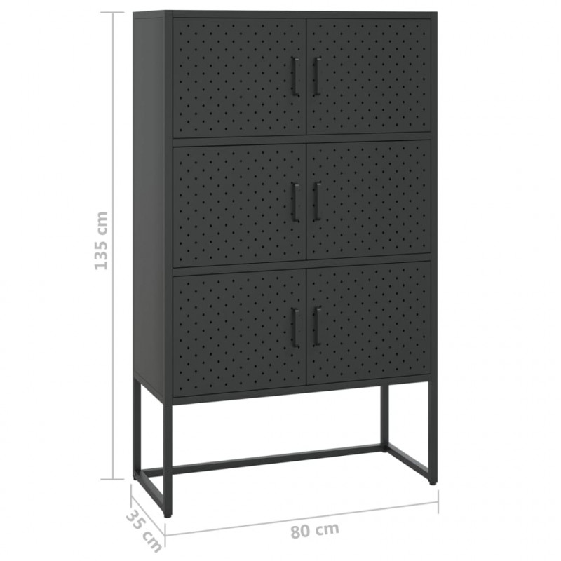 Szafka, czarna, 80x35x135 cm, stal