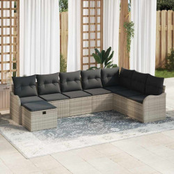 Zestaw Sof z poduszką 8 pcs Jasnoszary polirattan