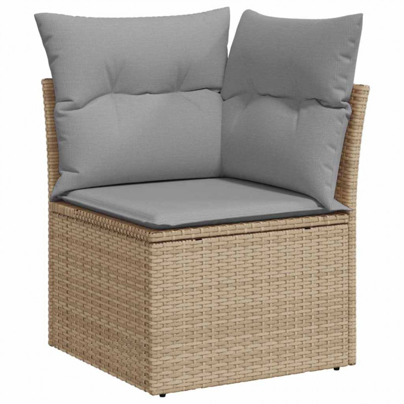 Zestaw Sof z poduszką 9 pcs Beżowy i jasnoszary polirattan