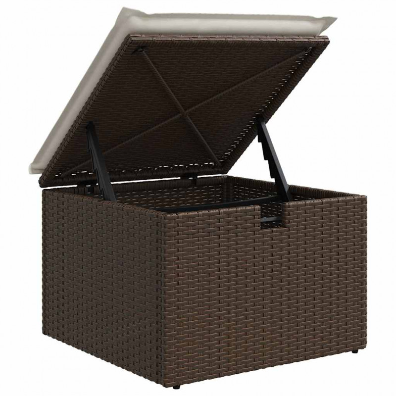 Zestaw Sof z poduszką 4 pcs Brązowy i Kremowy polirattan