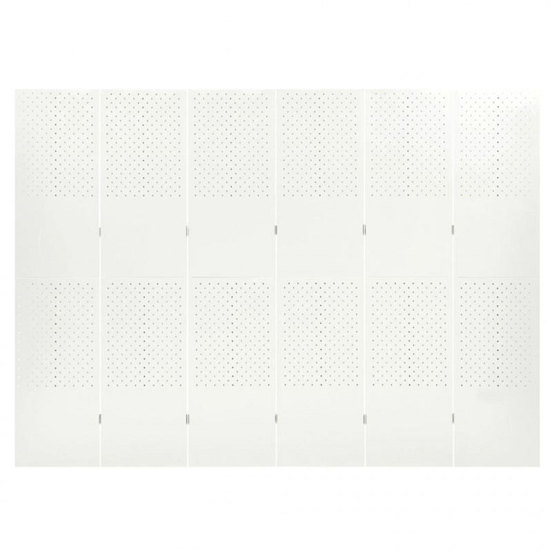 Parawan 6-panelowy, biały, 240 x 180 cm, stalowy