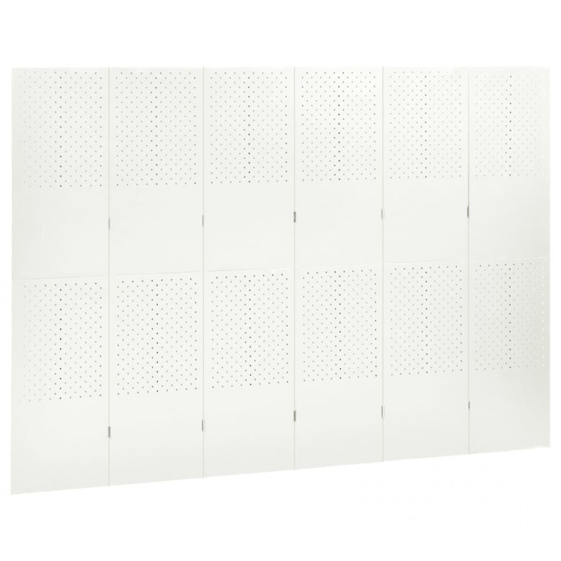 Parawan 6-panelowy, biały, 240 x 180 cm, stalowy