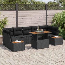 Zestaw Sof na Ogród z przechowywaniem 8 pcs Czarny Polirattan