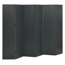 Parawan 6-panelowy, antracytowy, 240 x 180 cm, stalowy