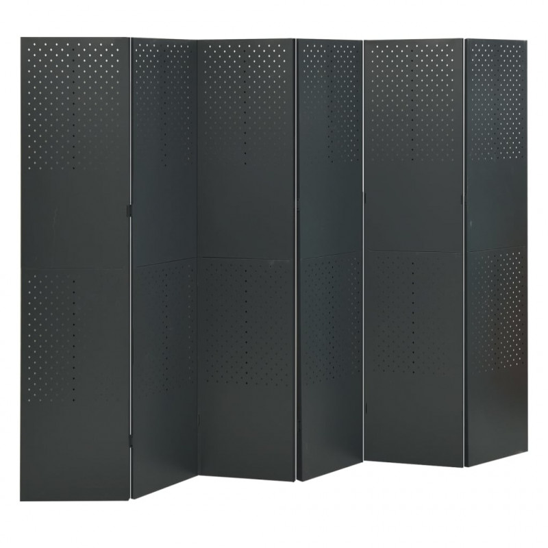 Parawan 6-panelowy, antracytowy, 240 x 180 cm, stalowy