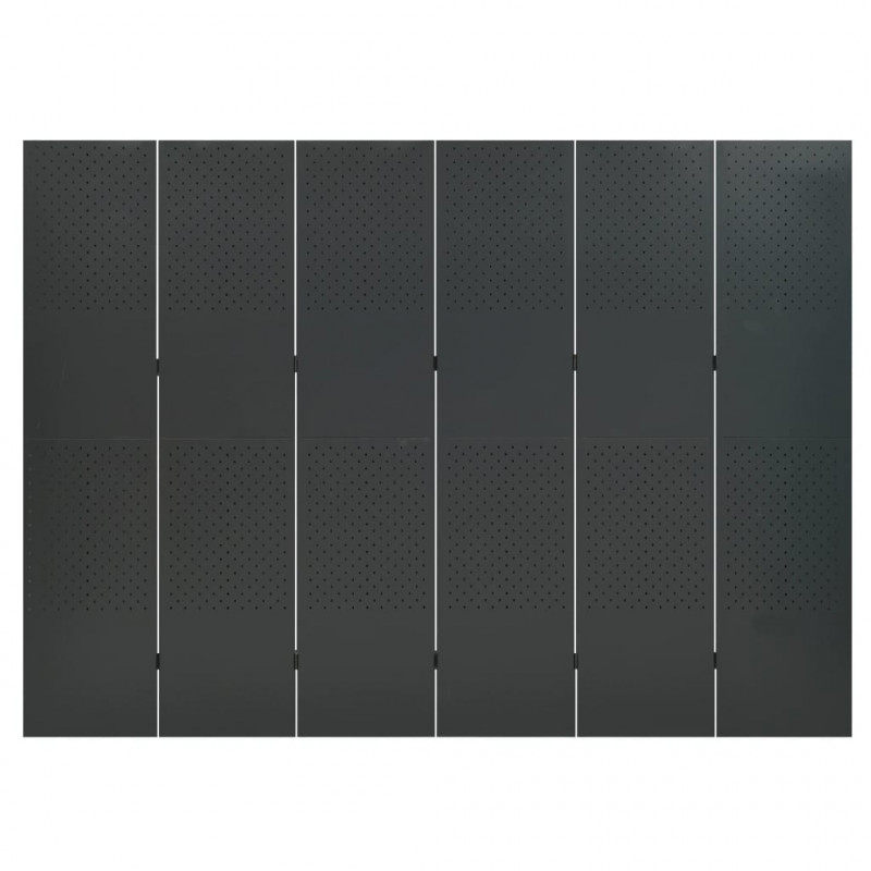 Parawan 6-panelowy, antracytowy, 240 x 180 cm, stalowy