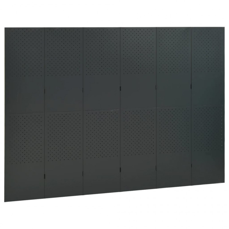 Parawan 6-panelowy, antracytowy, 240 x 180 cm, stalowy