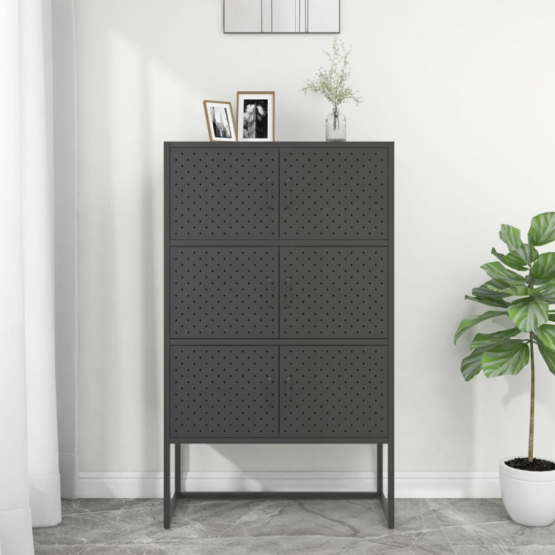 Szafka, antracytowa, 80x35x135 cm, stal