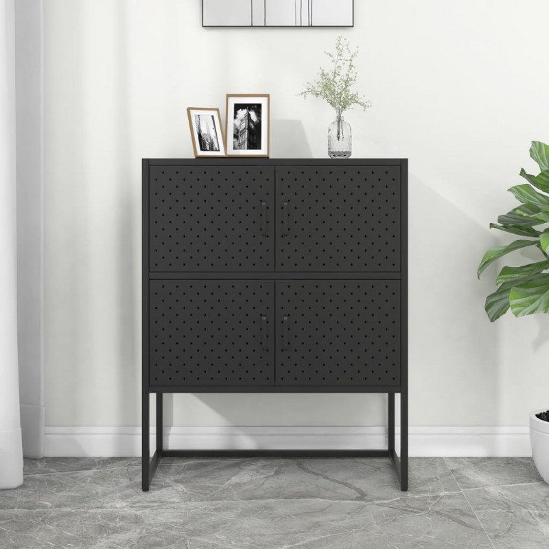 Szafka, czarna, 80x35x100 cm, stal