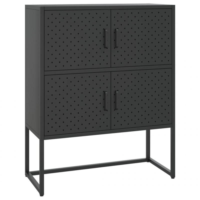 Szafka, czarna, 80x35x100 cm, stal