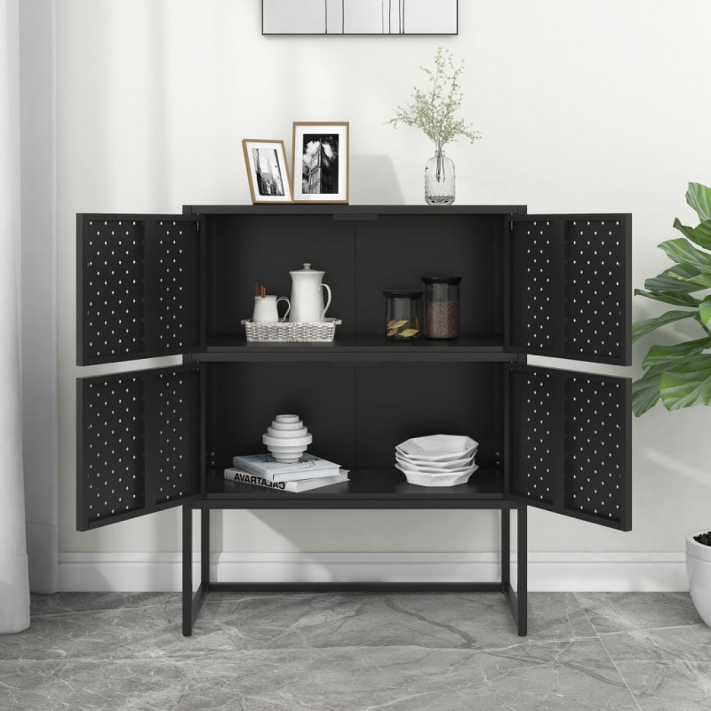 Szafka, czarna, 80x35x100 cm, stal