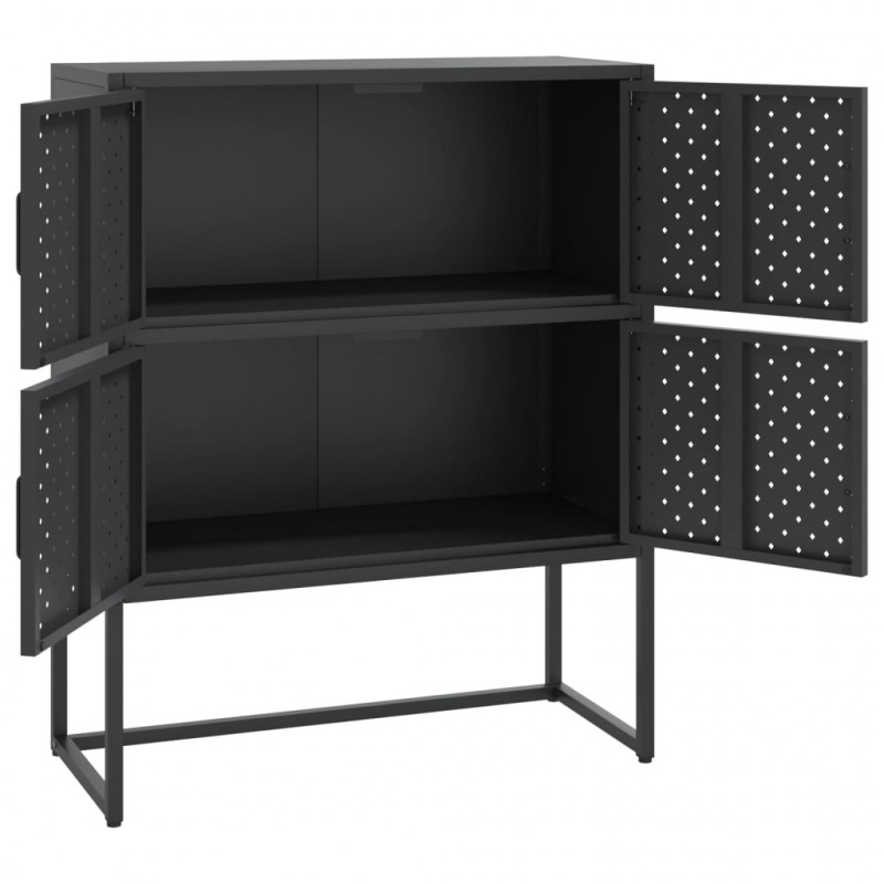 Szafka, czarna, 80x35x100 cm, stal