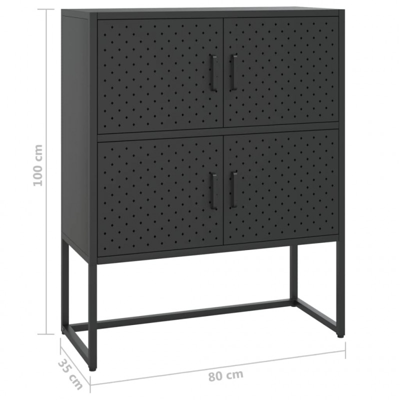 Szafka, czarna, 80x35x100 cm, stal
