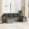 Zestaw Sof z poduszką z przechowywaniem 6 pcs Szary polirattan
