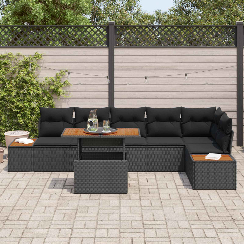 Zestaw Sof na Ogród z przechowywaniem 7 pcs Czarny Polirattan