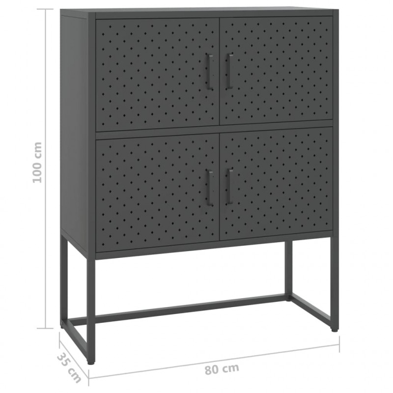 Szafka, antracytowa, 80x35x100 cm, stal