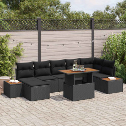 Zestaw Sof na Ogród z przechowywaniem 8 pcs Czarny Polirattan