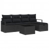 Zestaw Sof z poduszką z przechowywaniem 6 pcs Czarny polirattan
