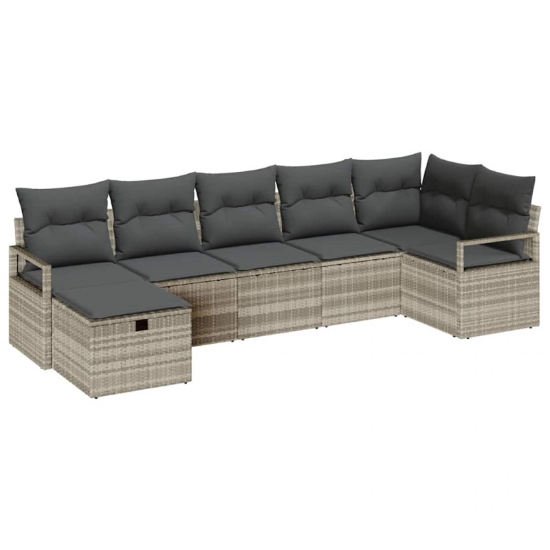 Zestaw Sof z poduszką 7 pcs Jasnoszary polirattan