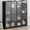 Biblioteczka z drzwiczkami, czarna, 136x37x142 cm