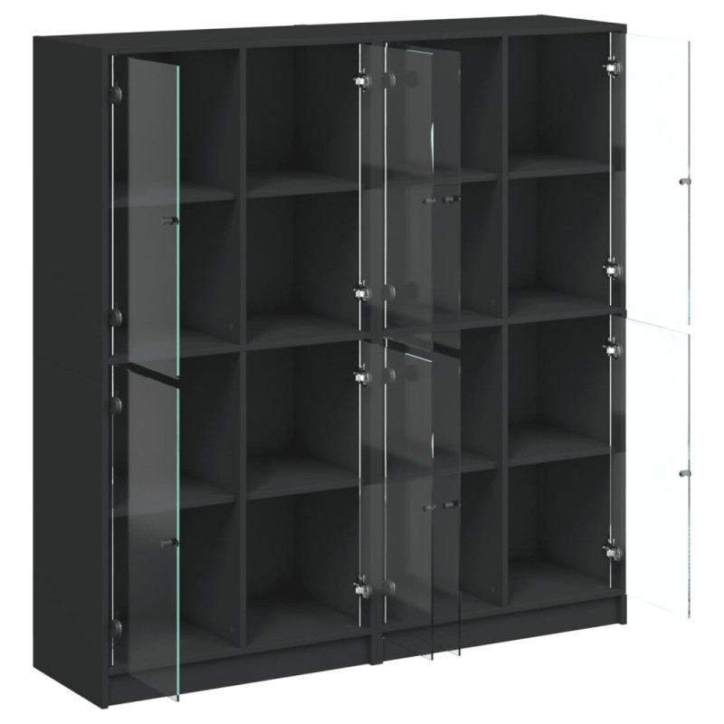 Biblioteczka z drzwiczkami, czarna, 136x37x142 cm