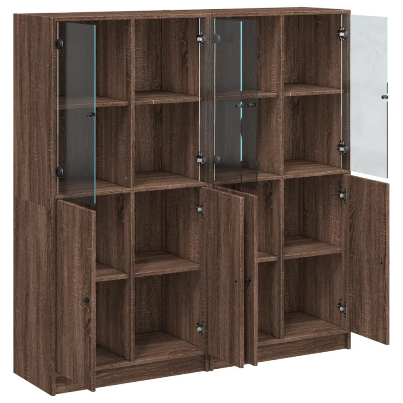 Biblioteczka z drzwiczkami, brązowy dąb, 136x37x142 cm