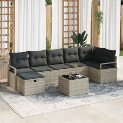 Zestaw Sof z poduszką 8 pcs Jasnoszary polirattan