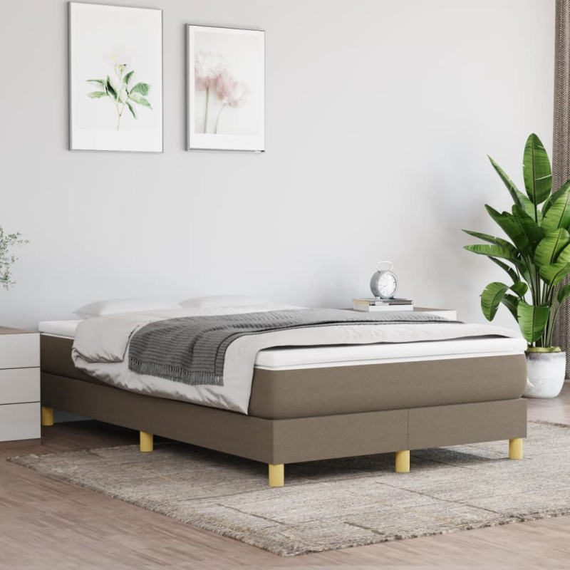 Łóżko kontynentalne z materacem, taupe, 120x190 cm, tkanina