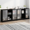 Biblioteczka z drzwiczkami, czarna, 204x37x75 cm