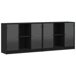 Biblioteczka z drzwiczkami, czarna, 204x37x75 cm
